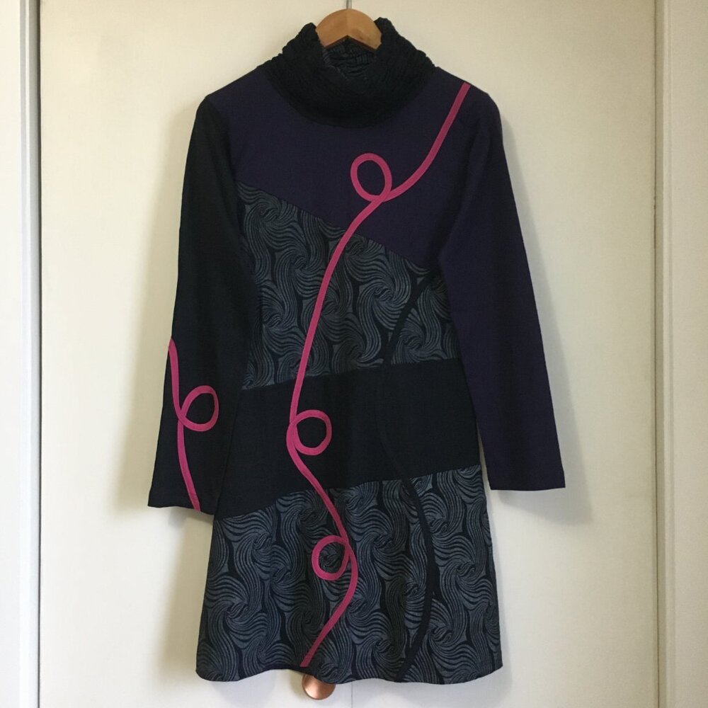 NWT Neon Fairy Grunge Scrunchy Mock Neck Mini Tunic Dress - M